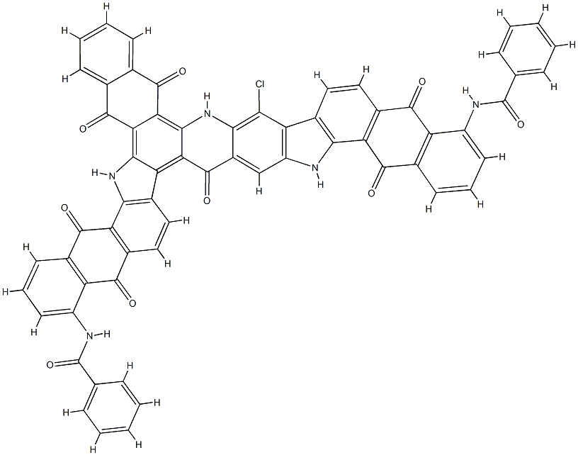 N,N'-(14-chloro-5,6,7,12,13,17,22,23,25,28-decahydro-5,7,12,17,22,25,28-heptaoxonaphtho[2,3-c]bisnaphth[2',3':6,7]indolo[3,2-a:3',2'-i]acridine-1,18-diyl)bis(benzamide) 구조식 이미지