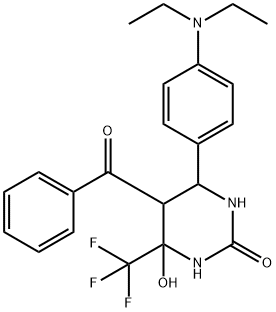 5-benzoyl-6-[4-(diethylamino)phenyl]-4-hydroxy-4-(trifluoromethyl)tetrahydropyrimidin-2(1H)-one Structure