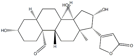19-Oxo-3β,14,16β-trihydroxy-5β-card-20(22)-enolide Structure