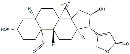 19-Oxo-3β,14,16β-trihydroxy-5β-card-20(22)-enolide 구조식 이미지