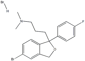 Citalopram Related Compound H (25 mg) (1-(4'-fluorophenyl)-1-(3-dimethylaminopropyl)-5-bromophthalane hydrobromide) 구조식 이미지