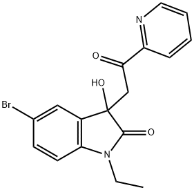 5-bromo-1-ethyl-3-hydroxy-3-[2-oxo-2-(2-pyridinyl)ethyl]-1,3-dihydro-2H-indol-2-one 구조식 이미지