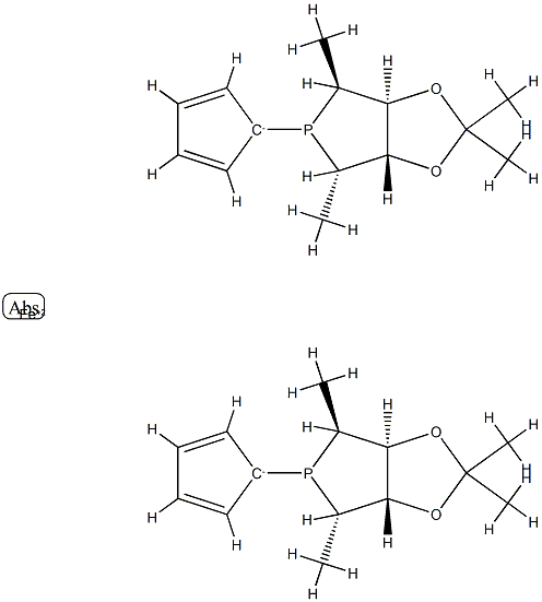 1,1-Bis[(2S,3S,4S,5S)-2,5-dimethyl-3,4-O-isopropylidene-3,4-dihydroxyphospholanyl]ferrocene Structure