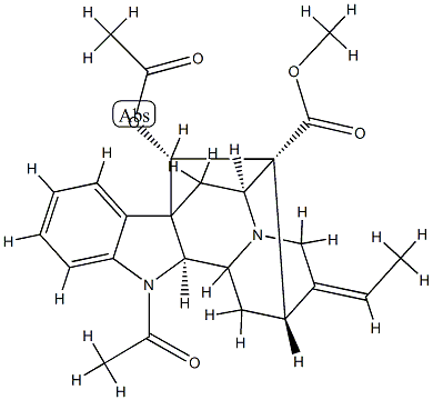 (2α,17S,19E)-1-Acetyl-19,20-didehydro-1-demethyl-17-(acetyloxy)ajmalan-16-carboxylic acid methyl ester 구조식 이미지