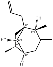 Bicyclo[3.2.1]octane-2,8-diol, 2,6-dimethyl-3-methylene-1-(2-propenyl)-, (1R,2R,5S,6R,8S)-rel- (9CI) 구조식 이미지