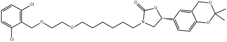 2-Oxazolidinone, 3-[6-[2-[(2,6-dichlorophenyl)Methoxy]ethoxy]hexyl]-5-(2,2-diMethyl-4H-1, 3-benzodioxin-6-yl)-, (5R)- 구조식 이미지
