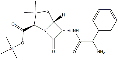 6α-[(R)-Phenyl(amino)acetylamino]penicillanic acid trimethylsilyl ester Structure