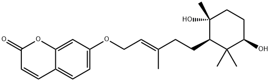 7-[[(E)-5-[(1R)-3α,6α-Dihydroxy-2,2,6-trimethylcyclohexyl]-3-methyl-2-pentenyl]oxy]-2H-1-benzopyran-2-one Structure