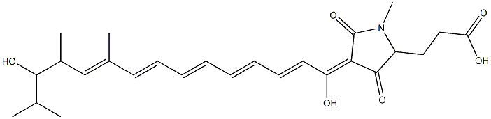 2,5-Dihydro-3-hydroxy-4-(13-hydroxy-10,12,14-trimethyl-1-oxo-2,4,6,8,10-pentadecapentenyl)-1-methyl-5-oxo-1H-pyrrole-2-propanoic acid Structure