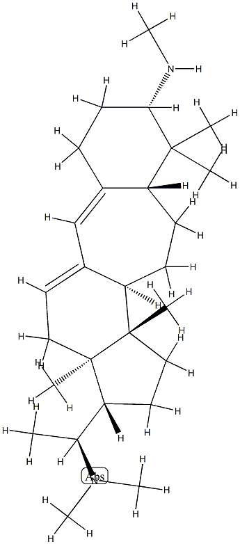 [20S,(+)]-N,N',N',4,4,14-Hexamethyl-B(9a)-homo-19-nor-5α-pregna-9(11),9a-diene-3β,20-diamine 구조식 이미지