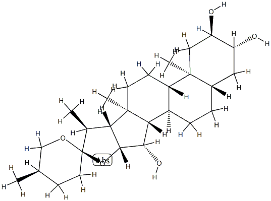 (25R)-5α-Spirostane-2α,3β,15β-triol 구조식 이미지