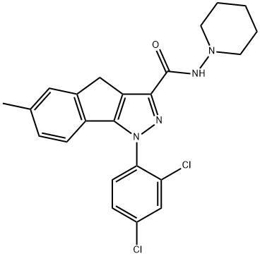 N-(Piperidin-1-yl)-1-(2,4-dichlorophenyl)-1,4-dihydro-6-methylindeno[1,2-c]pyrazole-3-carboxamide 구조식 이미지