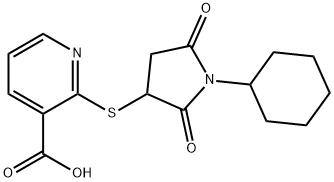 2-[(1-cyclohexyl-2,5-dioxo-3-pyrrolidinyl)sulfanyl]nicotinic acid 구조식 이미지