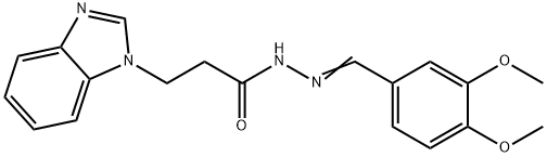 (E)-3-(1H-benzo[d]imidazol-1-yl)-N-(3,4-dimethoxybenzylidene)propanehydrazide 구조식 이미지