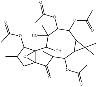 1a,2,3,6,7,8,9,10,11,11a-Decahydro-2,7,10,11-tetrakis(acetyloxy)-8,9-dihydroxy-1,1,3,6,9-pentamethyl-4a,7a-epoxy-5H-cyclopenta[a]cyclopropa[f]cycloundecen-4(1H)-one 구조식 이미지