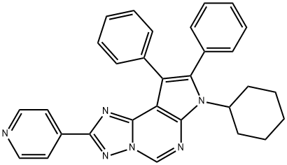 7-cyclohexyl-8,9-diphenyl-2-pyridin-4-yl-7H-pyrrolo[3,2-e][1,2,4]triazolo[1,5-c]pyrimidine 구조식 이미지