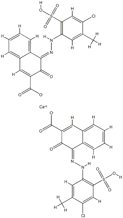 calcium dihydrogen bis[4-[(4-chloro-6-sulphonato-m-tolyl)azo]-3-hydroxy-2-naphthoate] 구조식 이미지