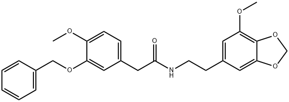 2-(3-(benzyloxy)-4-Methoxyphenyl)-N-(2-(7-Methoxybenzo[d][1,3]dioxol-5-yl)ethyl)acetaMide 구조식 이미지