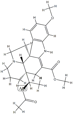 (5α,12R,19α,20R)-20-Acetoxy-2,3-didehydro-16-methoxyaspidospermidine-3-carboxylic acid methyl ester 구조식 이미지