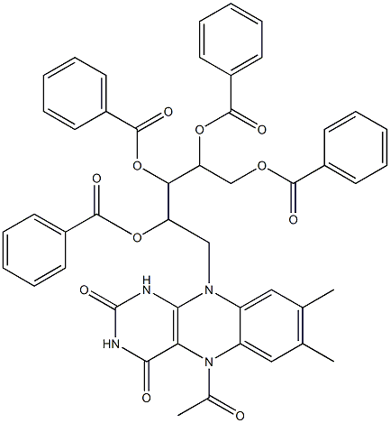 2',3',4',5'-tetrabenzoyl-5-acetyl-1,5-dihydroriboflavin 구조식 이미지