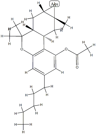 (6aR)-6aβ,7,7aβ,8a,9,9aα-Hexahydro-6,6,8aβ-trimethyl-3-pentyl-6H-oxireno[4,5]benzo[1,2-c][1]benzopyran-1-ol acetate 구조식 이미지