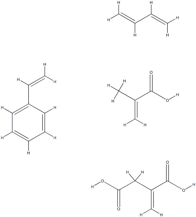 Butanedioic acid, methylene-, polymer with 1,3-butadiene, ethenylbenzene and 2-methyl-2-propenoic acid Structure