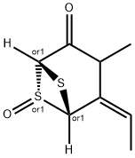 6,7-Dithiabicyclo[3.1.1]heptan-2-one,4-ethylidene-3-methyl-,6-oxide,(1R,4Z,5S,6S)-rel-(9CI) 구조식 이미지