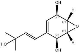 7-Oxabicyclo[4.1.0]hept-3-ene-2,5-diol, 3-[(1E)-3-hydroxy-3-methyl-1-butenyl]-, (1R,2S,5R,6S)-rel- (9CI) 구조식 이미지