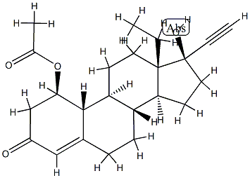 1-acetoxy-17-ethinyl-17-hydroxy-18-methyl-4-estren-3-one 구조식 이미지