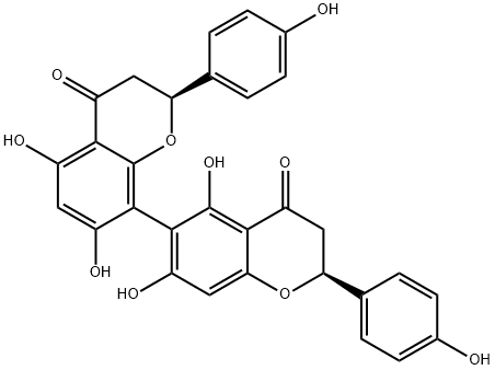 (2S,2'S)-2,2',3,3'-Tetrahydro-5,5',7,7'-tetrahydroxy-2,2'-bis(4-hydroxyphenyl)-6,8'-bi(4H-1-benzopyran)-4,4'-dione Structure