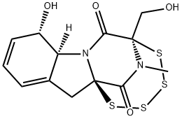 (3R)-2,3,5aβ,6α-Tetrahydro-6β-hydroxy-3β-(hydroxymethyl)-2-methyl-10H-3α,10aα-epitetrathiopyrazino[1,2-a]indole-1,4-dione 구조식 이미지