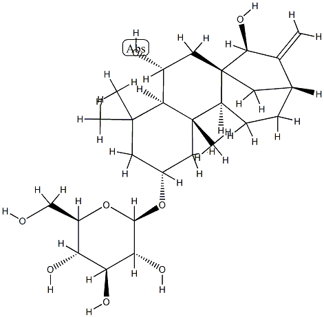 6β,15α-디히드록시카우르-16-엔-2β-일β-D-글루코피라노시드 구조식 이미지