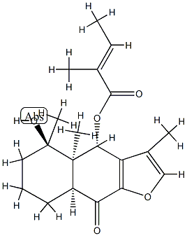 (E)-2-Methyl-2-butenoic acid (4S)-4,4a,5,6,7,8,8aβ,9-octahydro-5α-hydroxy-3,4aβ,5-trimethyl-9-oxonaphtho[2,3-b]furan-4β-yl ester 구조식 이미지