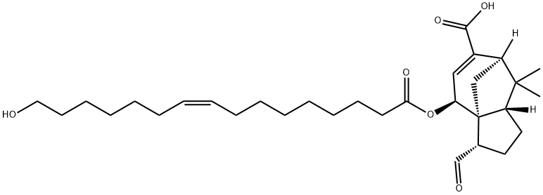 (3S)-3-Formyl-2,3,4,7,8,8aβ-hexahydro-4β-[[(Z)-16-hydroxy-1-oxo-9-hexadecenyl]oxy]-8,8-dimethyl-3aα,7α-methano-1H-azulene-6-carboxylic acid 구조식 이미지