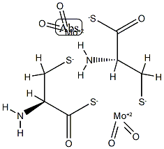 bis(cysteinato(2-)-N,O,S)dioxodi-mu-thioxodimolybdate(2-) Structure