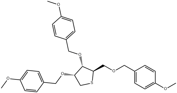 1,4-dideoxy-1,4-epithio-2,3,5-tris-O-[(4-methoxyphenyl)methyl]-D-Ribitol 구조식 이미지