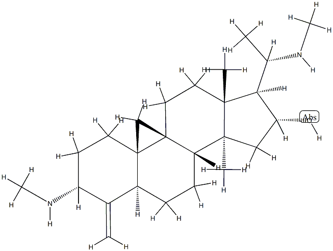 (20S)-14-Methyl-3α,20-bis(methylamino)-4-methylene-9β,19-cyclo-5α-pregnan-16α-ol 구조식 이미지