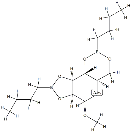 메틸2-O,3-O:4-O,6-O-비스(부틸보란디일)-α-D-만노피라노시드 구조식 이미지