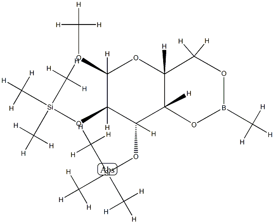 Methyl 2-O,3-O-bis(trimethylsilyl)-4-O,6-O-(methylboranediyl)-α-D-galactopyranoside Structure