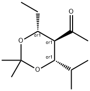 Ethanone, 1-[(4R,5R,6S)-4-ethyl-2,2-dimethyl-6-(1-methylethyl)-1,3-dioxan-5-yl]-, rel- (9CI) Structure