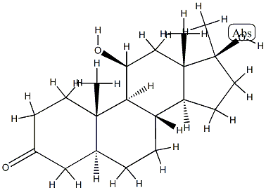 (5S,8S,9S,10S,11S,13S,14S,17S)-11,17-dihydroxy-10,13,17-trimethyl-2,4,5,6,7,8,9,11,12,14,15,16-dodecahydro-1H-cyclopenta[a]phenanthren-3-one 구조식 이미지