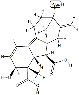 2β,7-Dihydroxy-1-methyl-8-methylenegibba-3,4a-diene-1α,10β-dicarboxylic acid 구조식 이미지