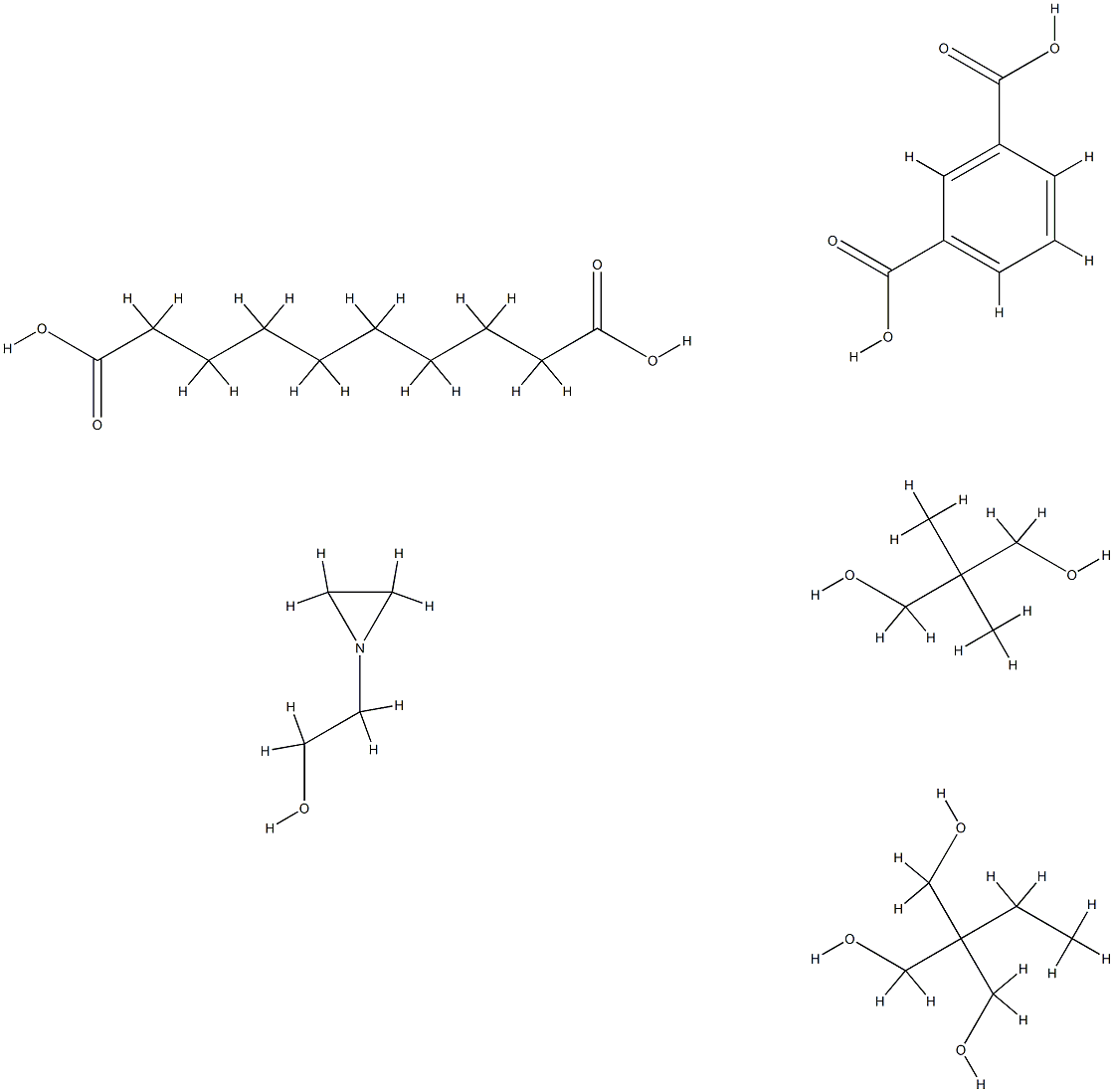 1,3-Benzenedicarboxylic acid, polymer with 1-aziridineethanol, decanedioic acid, 2,2-dimethyl-1,3-propanediol and 2-ethyl-2-(hydroxymethyl)-1,3-propanediol Structure