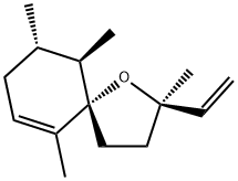 (5S,2R)-2,6,9α,10β-Tetramethyl-2-vinyl-1-oxaspiro[4.5]dec-6-ene 구조식 이미지