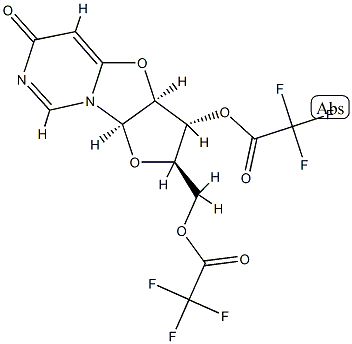 Trifluoroacetic acid [(2R)-2,3,3aβ,9aβ-tetrahydro-6-oxo-3β-[(trifluoroacetyl)oxy]-6H-furo[2',3':4,5]oxazolo[3,2-c]pyrimidin-2α-yl]methyl ester 구조식 이미지