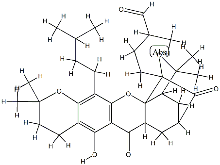 3a,4,5,6,6a,7,9,10-Octahydro-8-hydroxy-α,3,3,11,11-pentamethyl-13-(3-methylbutyl)-7,15-dioxo-1,5-methano-3H,11H-furo[3,4-g]pyrano[3,2-b]xanthene-1-butanal Structure