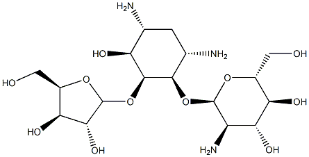 4-O-(2-Amino-2-deoxy-α-D-glucopyranosyl)-5-O-(β-D-xylofuranosyl)-2-deoxy-D-streptamine Structure