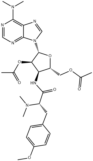 3'-Deoxy-3'-[[(2S)-2-dimethylamino-3-(4-methoxyphenyl)-1-oxopropyl]amino]-2'-O,5'-O-diacetyl-N,N-dimethyladenosine Structure