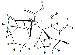 4aα,9β-Dihydroxy-1β-methyl-8-methylenegibbane-1α,10β-dicarboxylic acid 1,4a-lactone Structure
