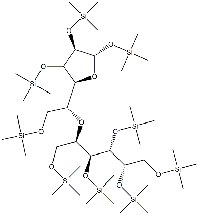 1-O,2-O,3-O,4-O,6-O-Pentakis(trimethylsilyl)-D-galactitol 1-O,2-O,3-O,6-O-tetrakis(trimethylsilyl)-β-D-galactofuranose anhydride Structure